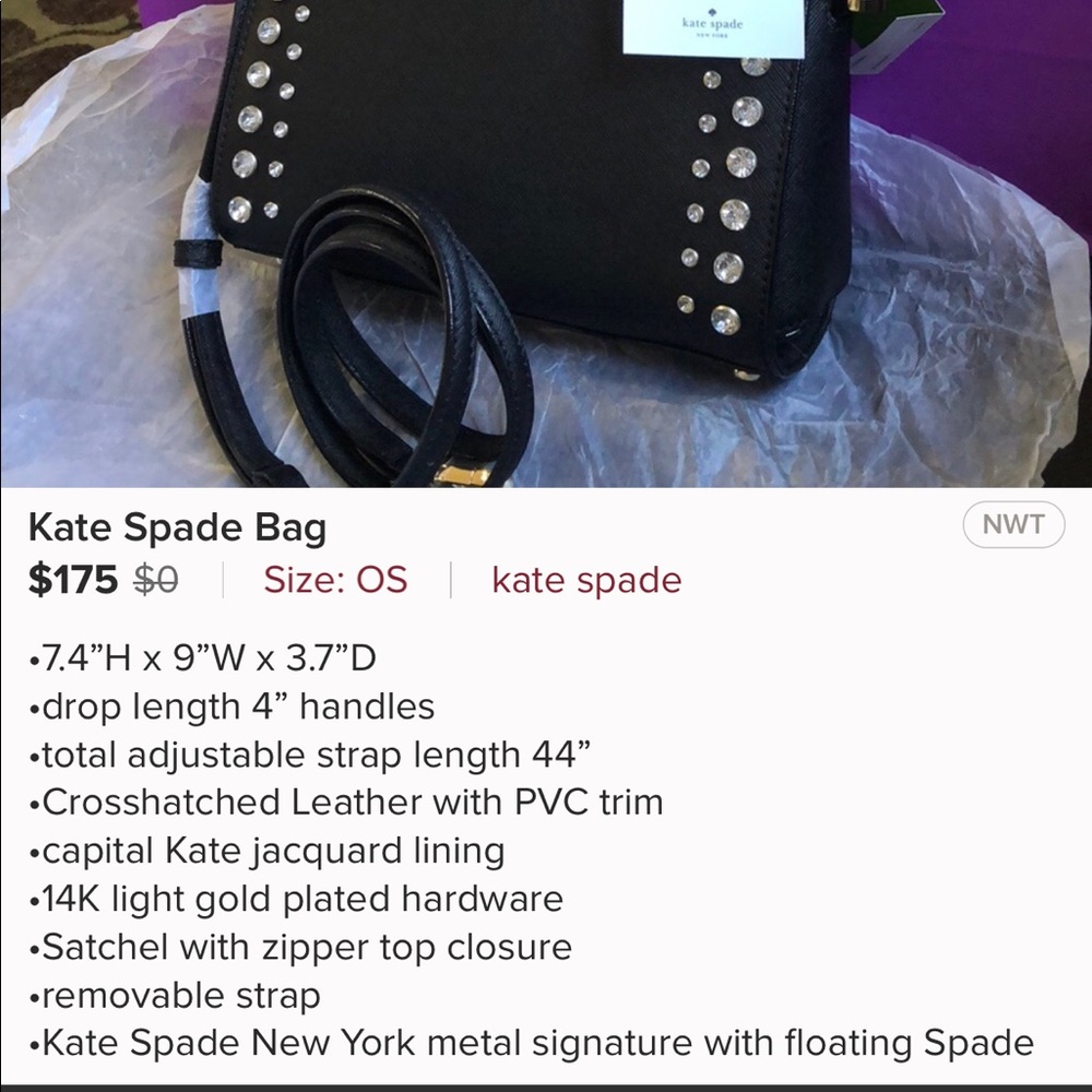 Kate Spade ♠️ Rhinestone Bag - Picture 7 of 7